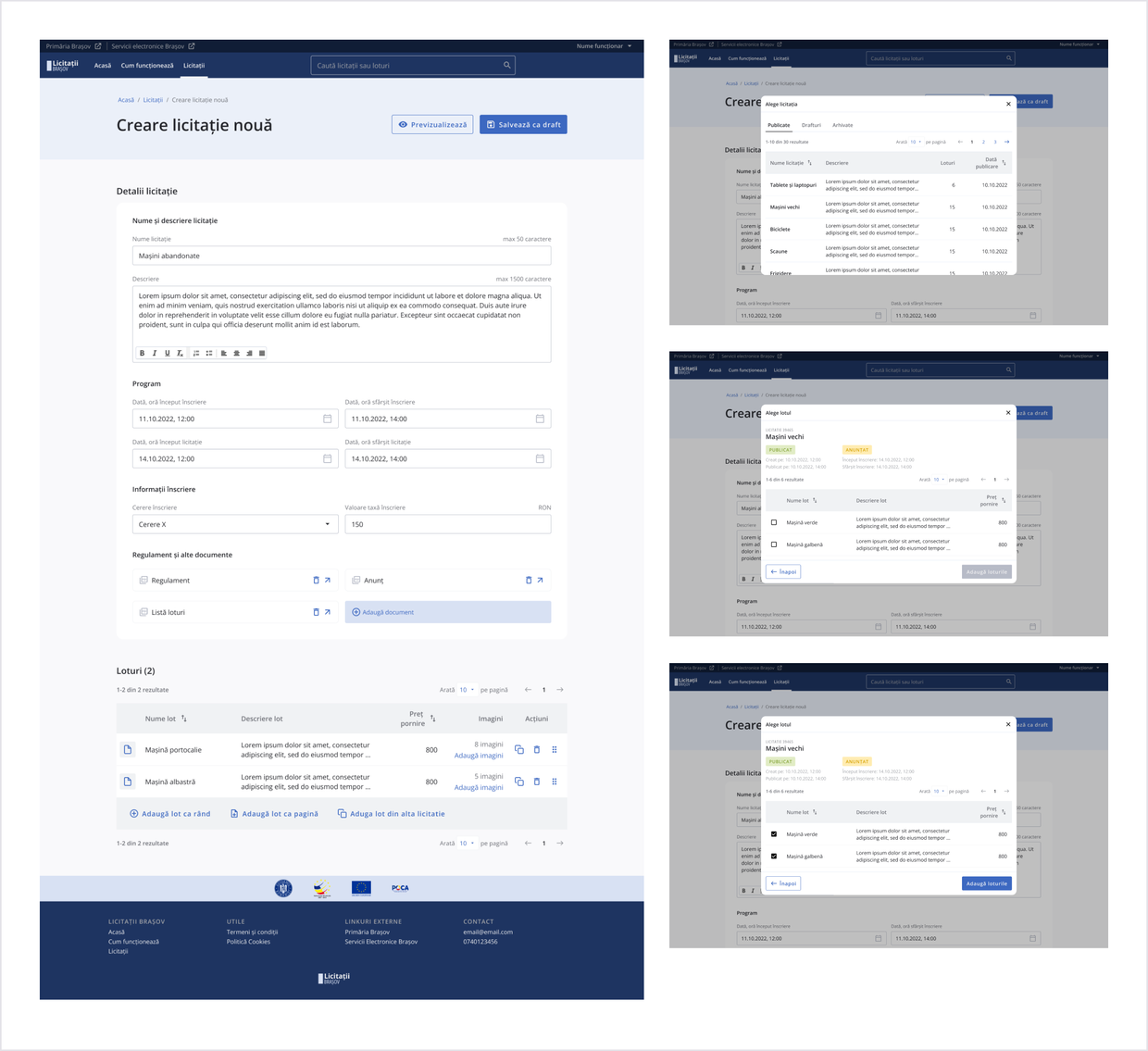 Create
          auction screens for admins