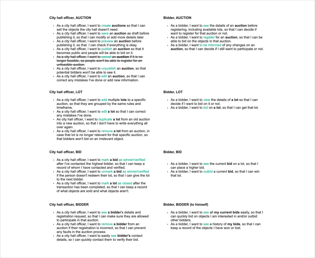 User
        stories